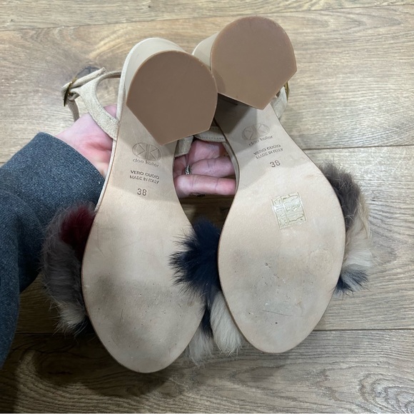 dee keller bone colored, fur strappy heel - Size 38 - Made in Italy - Picture 7 of 8